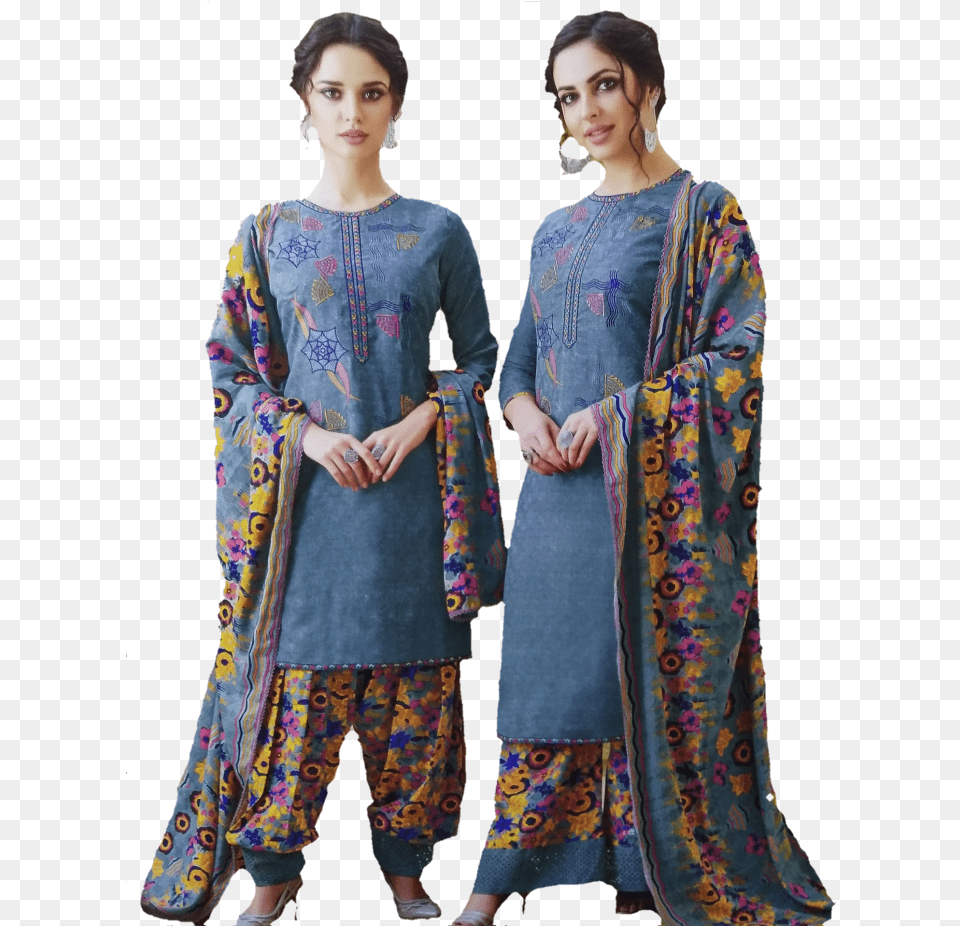 Wollen Salwar Suit Dress Material Royal Patiyala With Silk, Adult, Person, Woman, Female Free Png Download