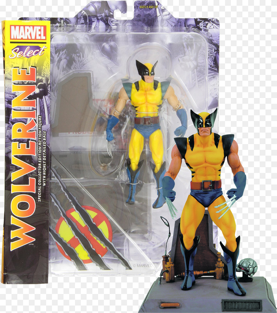 Wolverine Marvel Select 6 Action Figure Diamond Select Toys Wolverine, Adult, Male, Man, Person Png Image