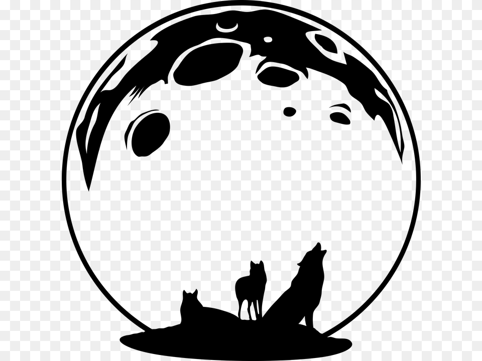 Wolves Howl Moon The Fullness Of Super Moon Vector Moon Silhouette, Gray Free Png