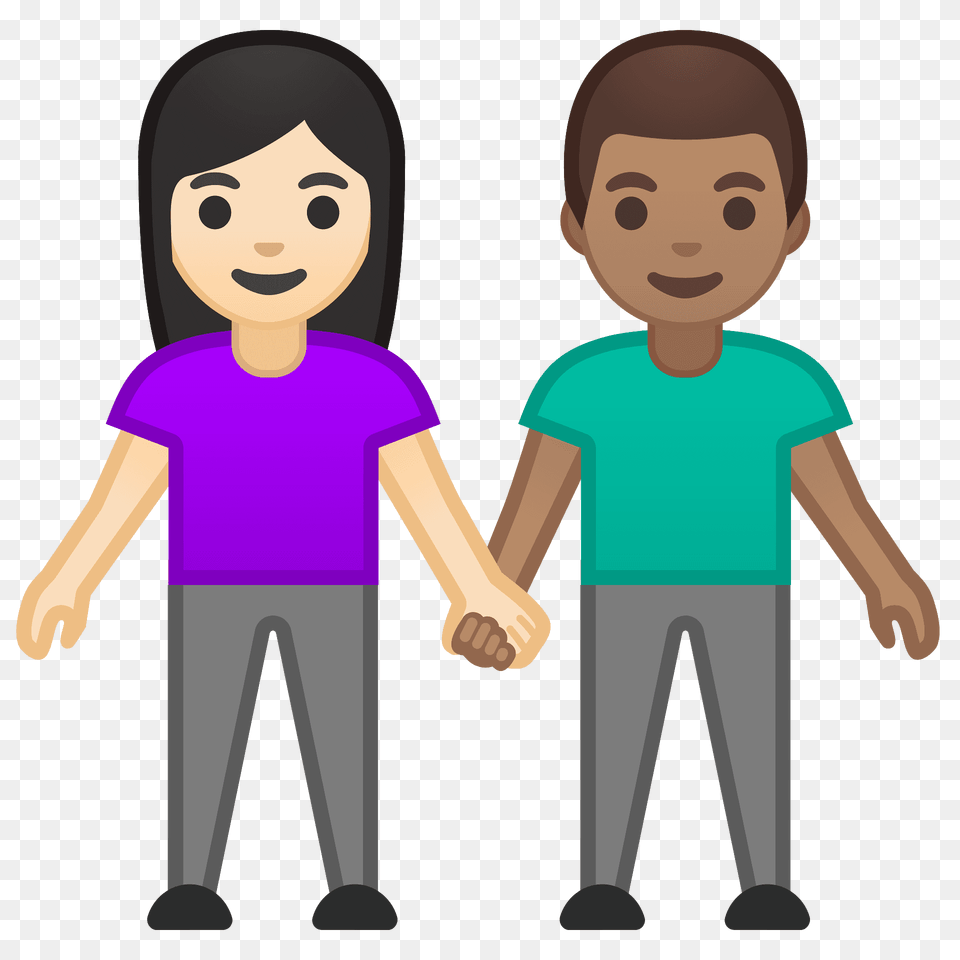 Woman And Man Holding Hands Emoji Clipart, Clothing, T-shirt, Person, Baby Free Png Download