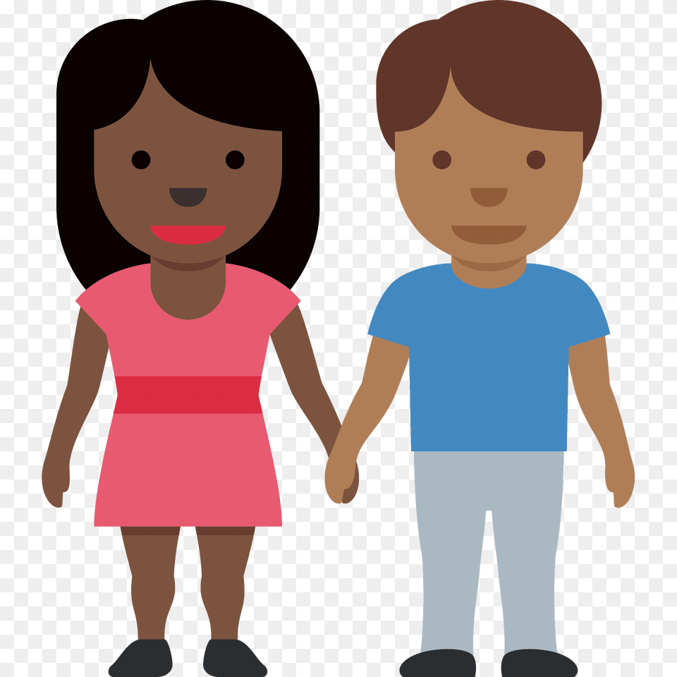 Woman And Man Holding Hands Emoji Clipart, Clothing, T-shirt, Person, Face Free Transparent Png