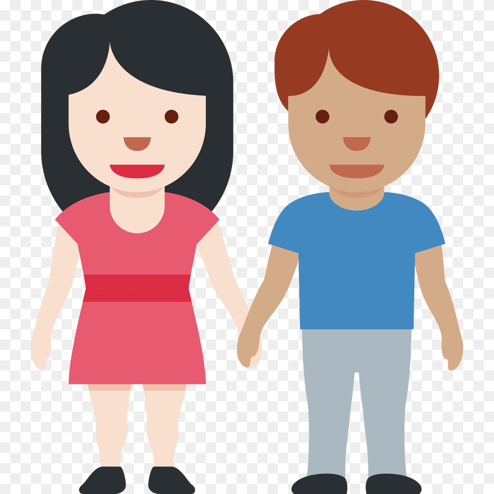 Woman And Man Holding Hands Emoji Clipart, T-shirt, Clothing, Person, Baby Free Png Download