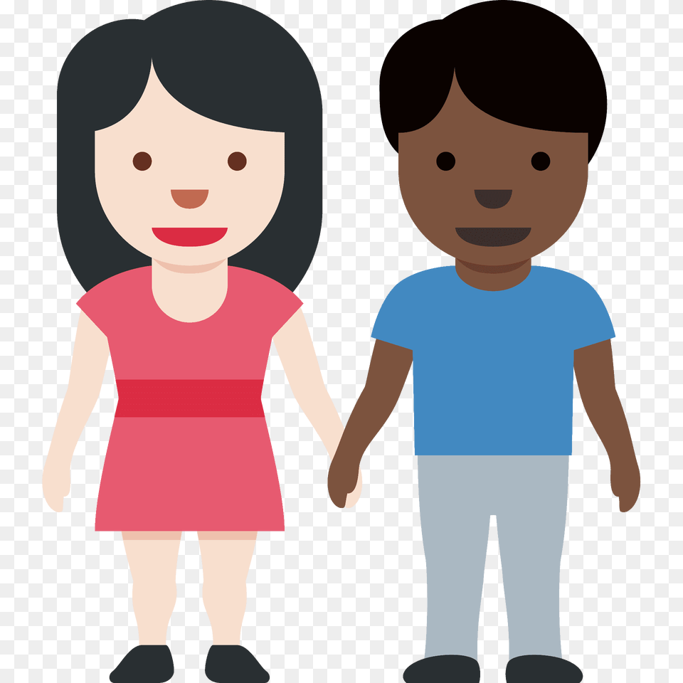 Woman And Man Holding Hands Emoji Clipart, Clothing, T-shirt, Baby, Person Free Png