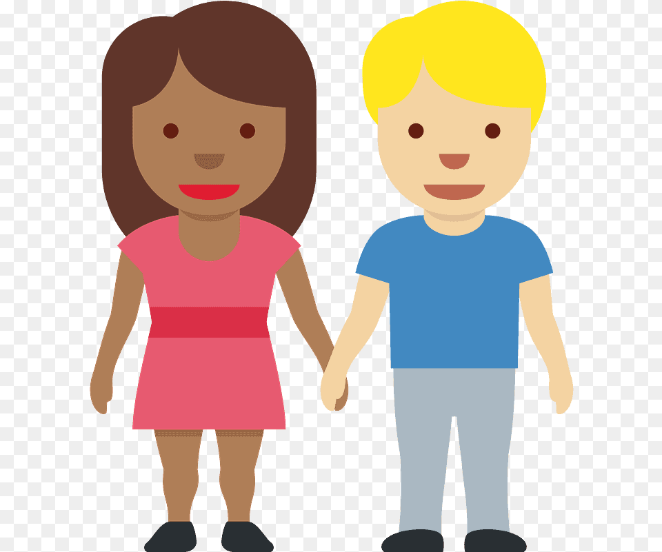 Woman And Man Holding Hands Emoji Clipart Free Download Dark Skin And Light Skin Vetor, Baby, Person, Face, Head Png Image