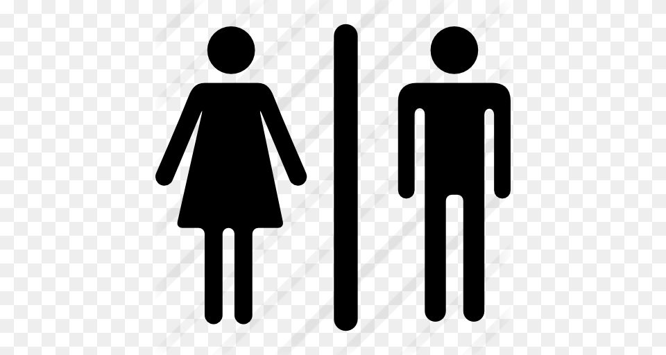 Woman And Man Silhouettes With A Vertical Line, Gray Free Png Download