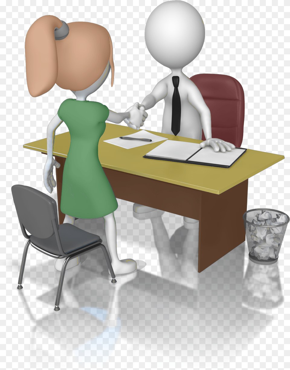 Woman Apply Interview Hand Shake Color Staff Interview, Desk, Furniture, Table, Baby Free Png Download