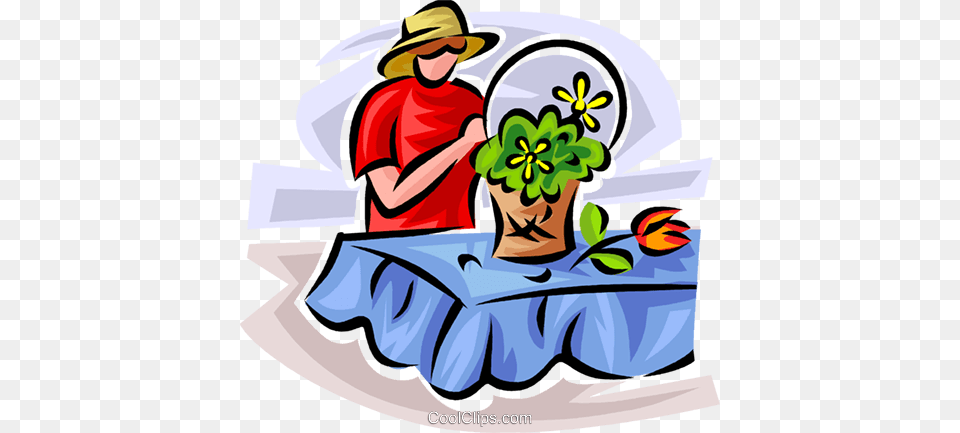 Woman Arranging A Basket Of Flowers Royalty Vector Clip Art, Adult, Person, Man, Male Free Png Download