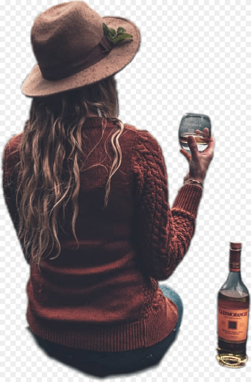 Woman Back Girl Sitting Wine Grand Marnier, Adult, Person, Hat, Female Png