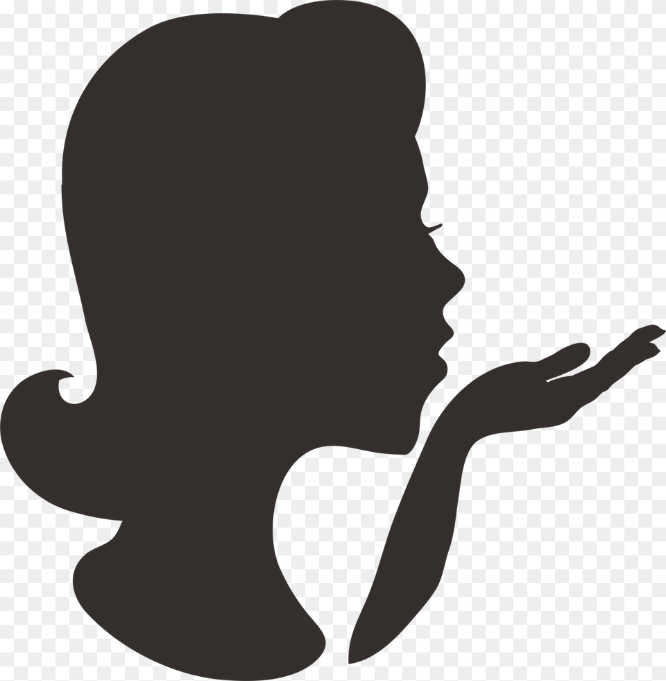 Woman Blowing Kiss Silhouette Svg Cut File Woman Blowing Kiss Silhouette, Person Free Transparent Png