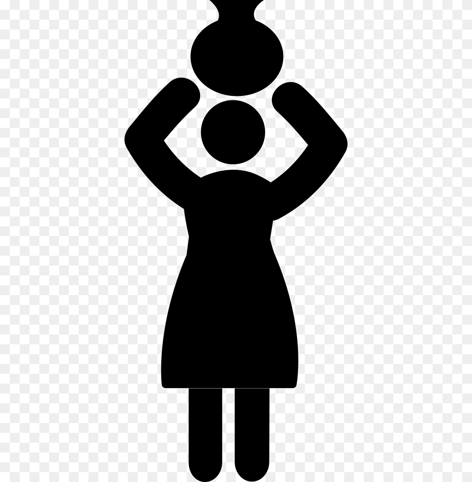 Woman Carrying Jar With Her Head Women Carrying Pots Icon, Silhouette, Stencil, Adult, Female Png