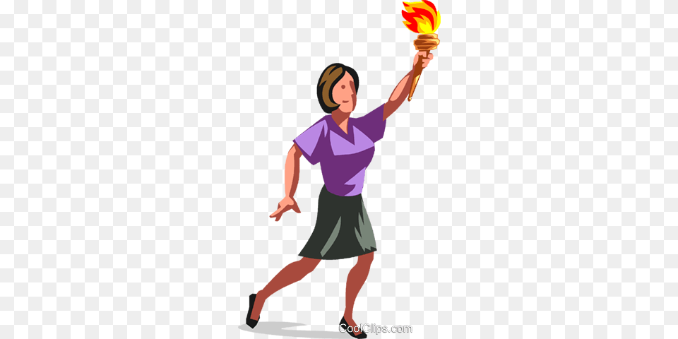 Woman Carrying Olympic Torch Royalty Vector Clip Art, Light, Adult, Person, Female Free Png