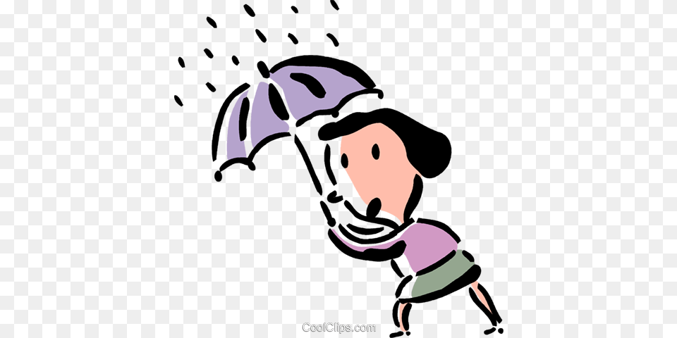 Woman Caught In The Rain Royalty Vector Clip Art Illustration, Leisure Activities, Water Sports, Person, Water Png Image