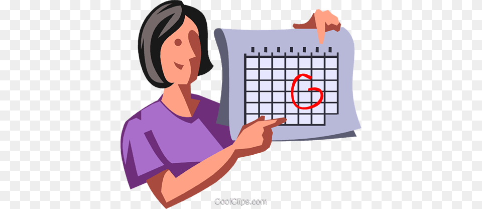 Woman Circled A Date On Her Calendar Royalty Vector Clip Art, Adult, Female, Person, Face Free Transparent Png