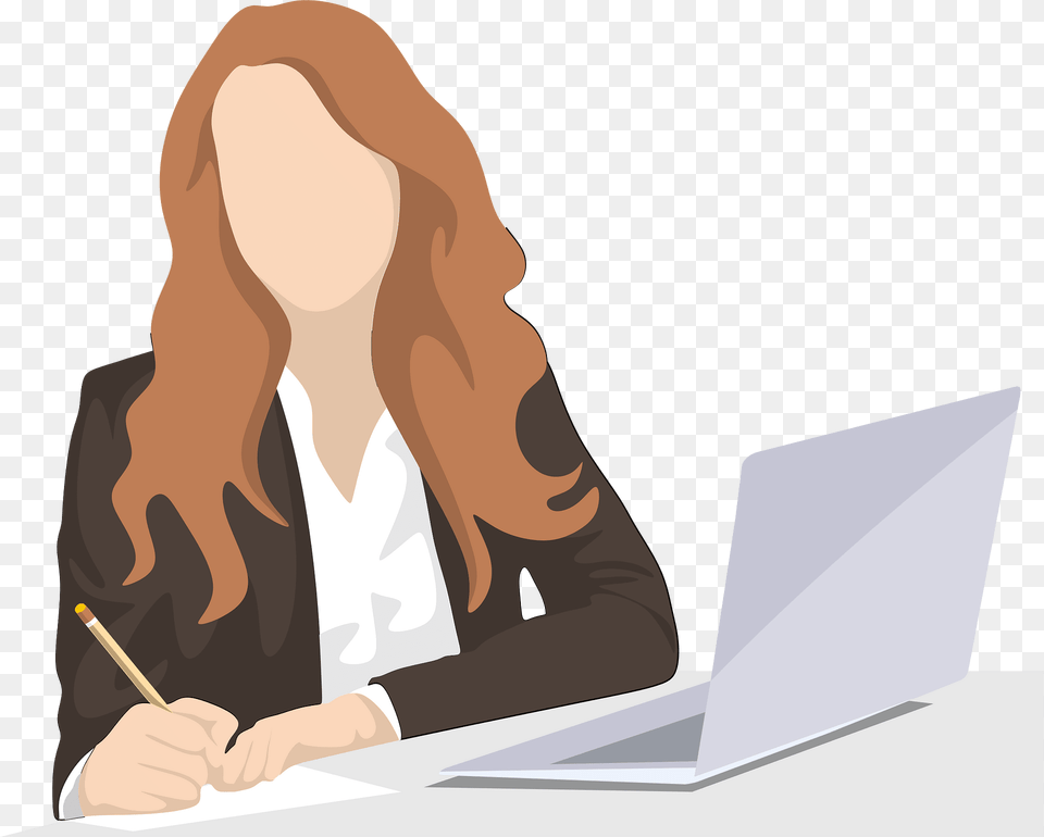 Woman Clipart, Computer, Electronics, Laptop, Pc Free Png