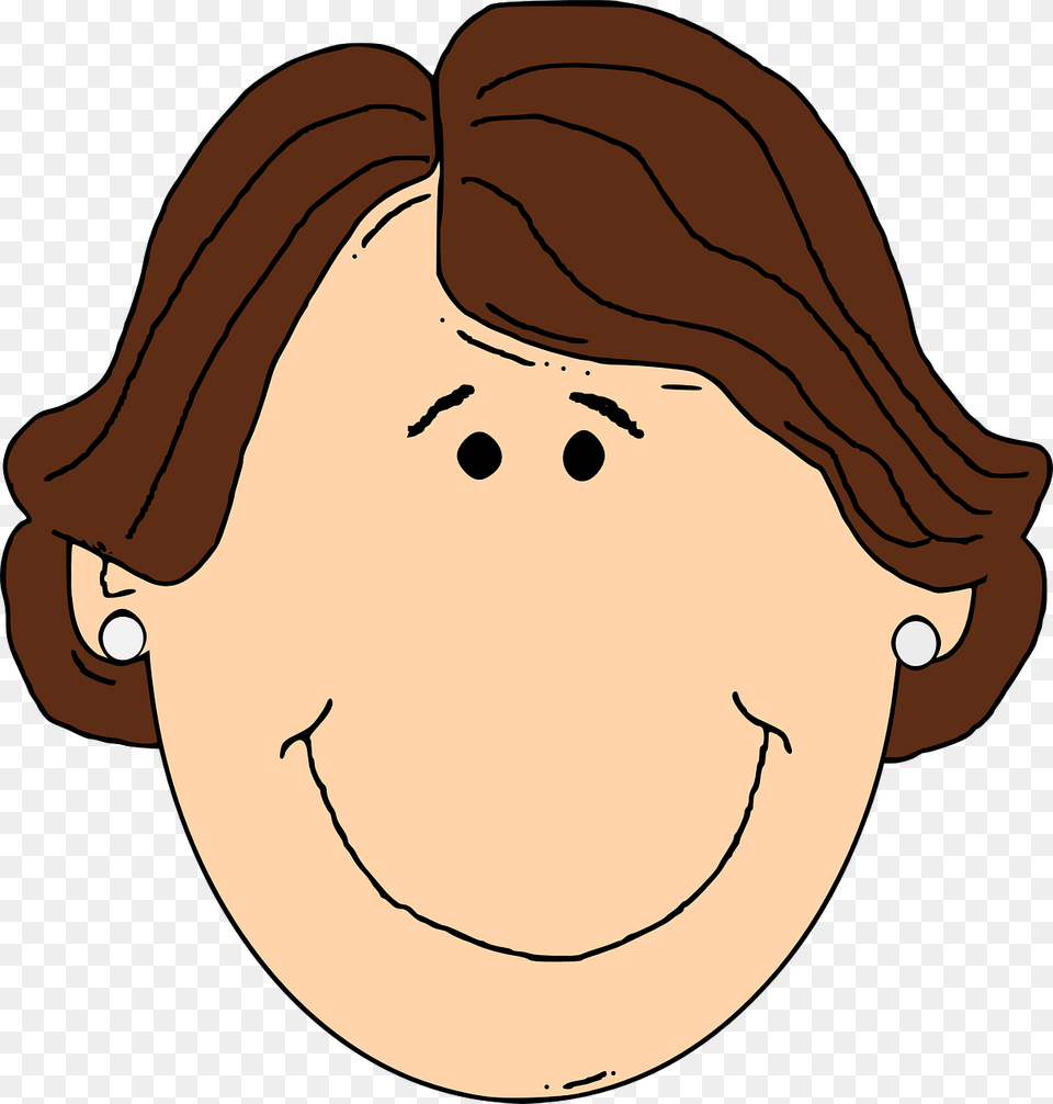 Woman Clipart Face Woman With Short Brown Hair Clip Art, Accessories, Jewelry, Earring, Baby Free Png Download
