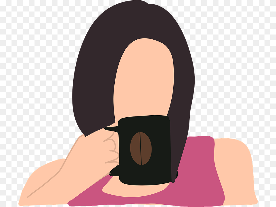 Woman Coffee Drink Hot Break Hair Skin Clothes Illustration, Finger, Body Part, Hand, Person Free Png Download