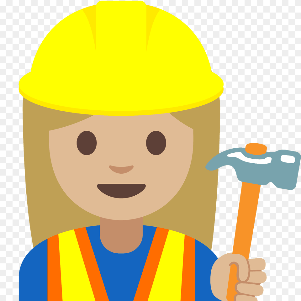 Woman Construction Worker Emoji Clipart, Clothing, Hardhat, Helmet, Face Free Transparent Png