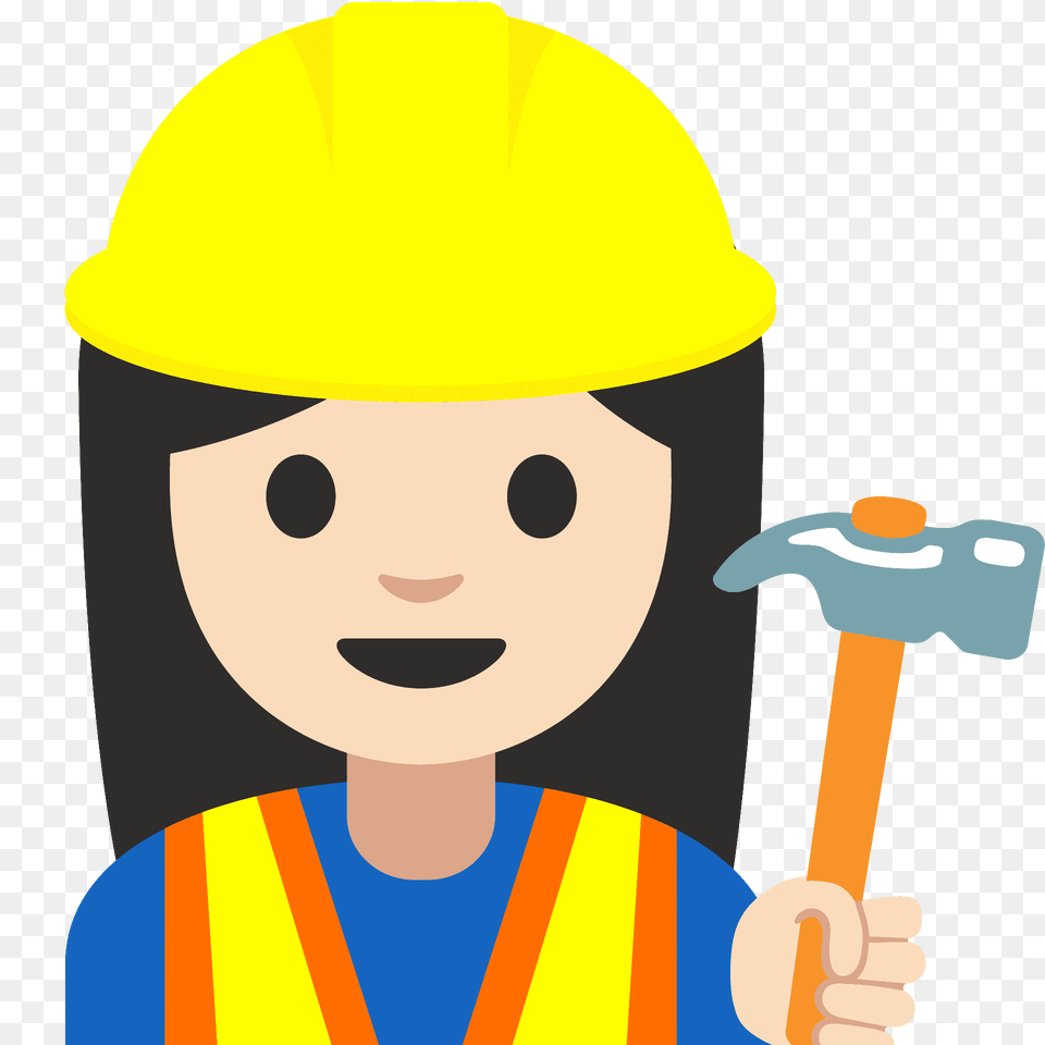 Woman Construction Worker Emoji Clipart, Clothing, Hardhat, Helmet, Person Png