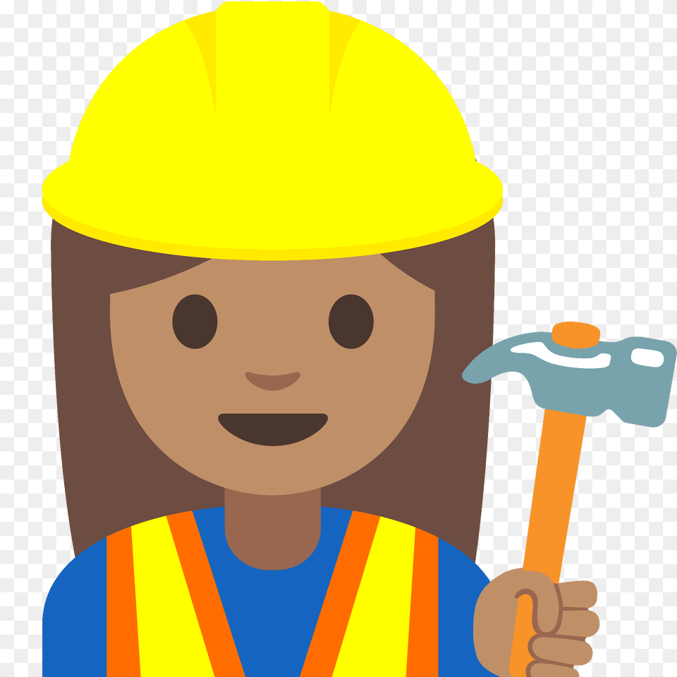 Woman Construction Worker Emoji Clipart, Clothing, Hardhat, Helmet, Face Free Png