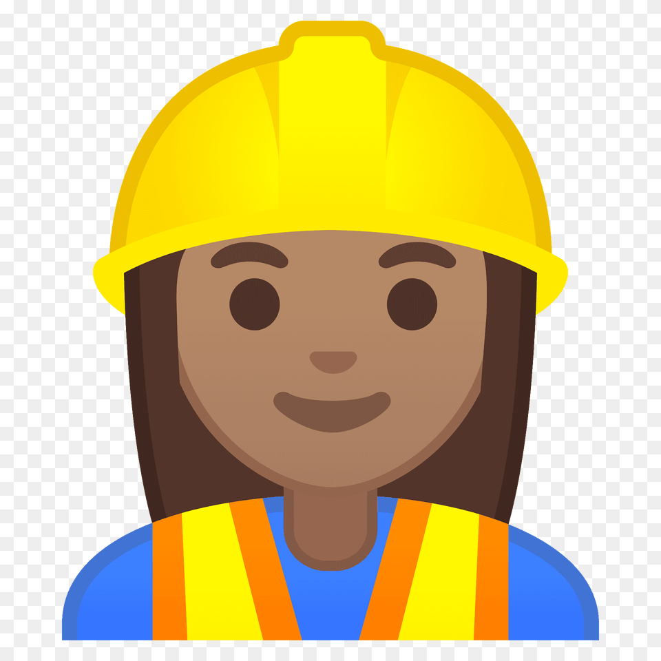 Woman Construction Worker Emoji Clipart, Clothing, Hardhat, Helmet, Face Png Image