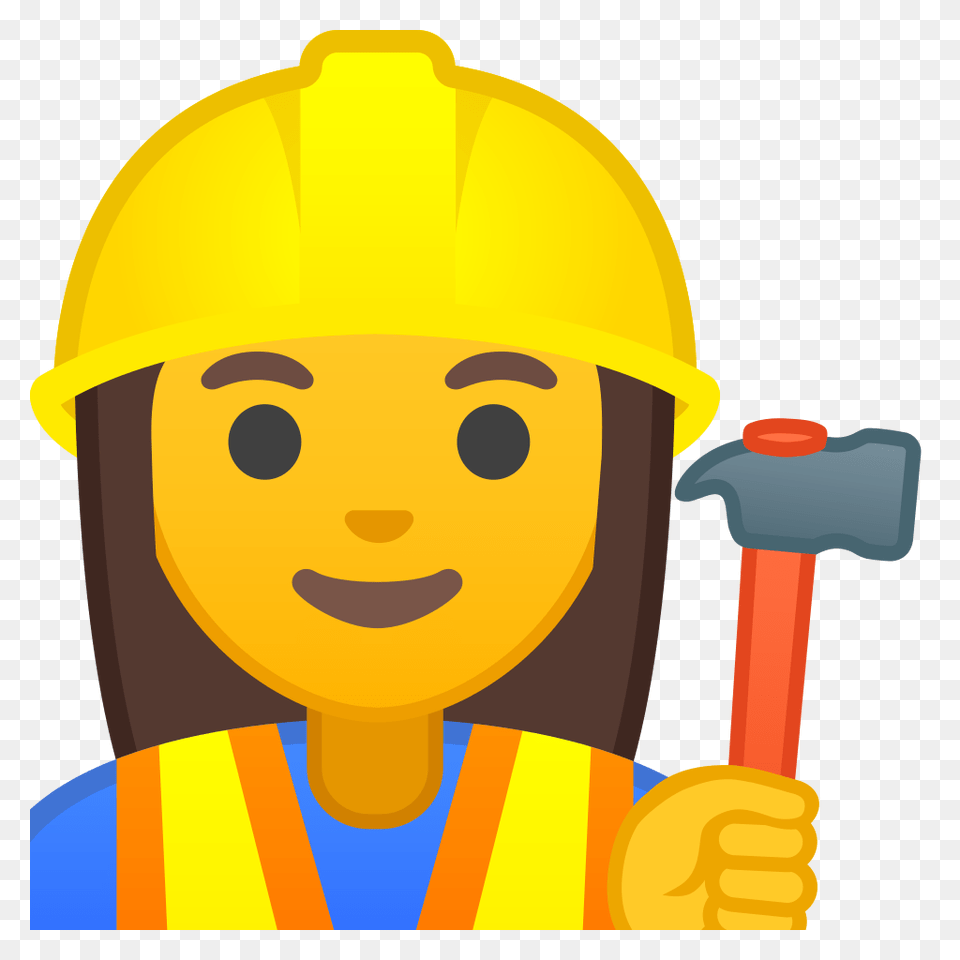Woman Construction Worker Icon Noto Emoji People Profession, Clothing, Hardhat, Helmet, Person Free Png Download