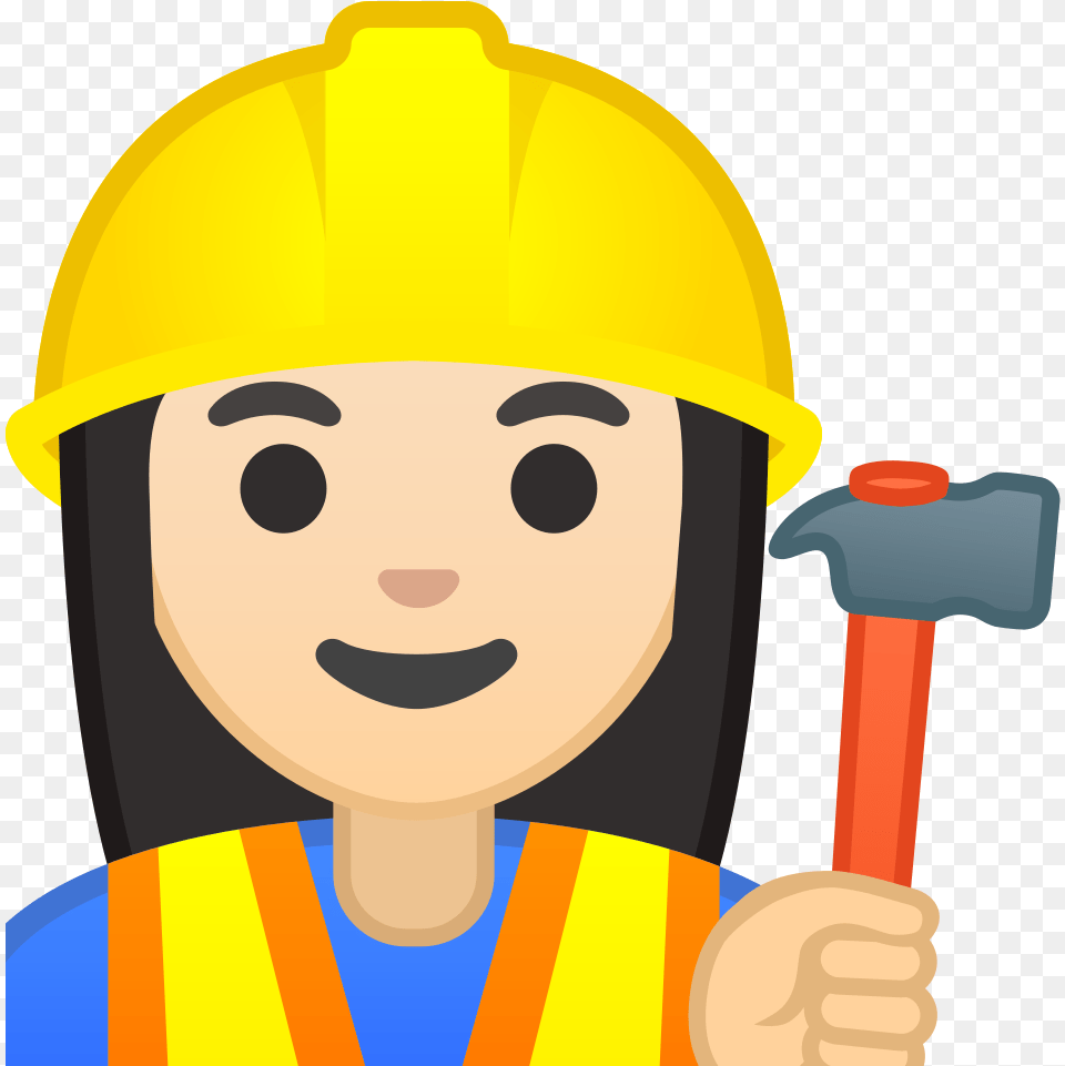 Woman Construction Worker Light Skin Tone Icon Noto Emoji Construction Worker Emoji, Clothing, Hardhat, Helmet, Person Free Png Download