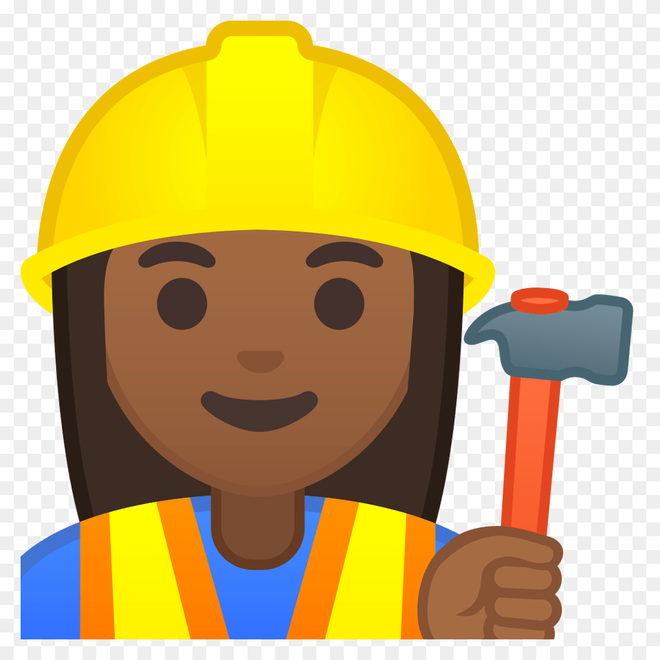 Woman Construction Worker Medium Dark Skin Tone Icon Noto Emoji, Clothing, Hardhat, Helmet, Person Free Transparent Png