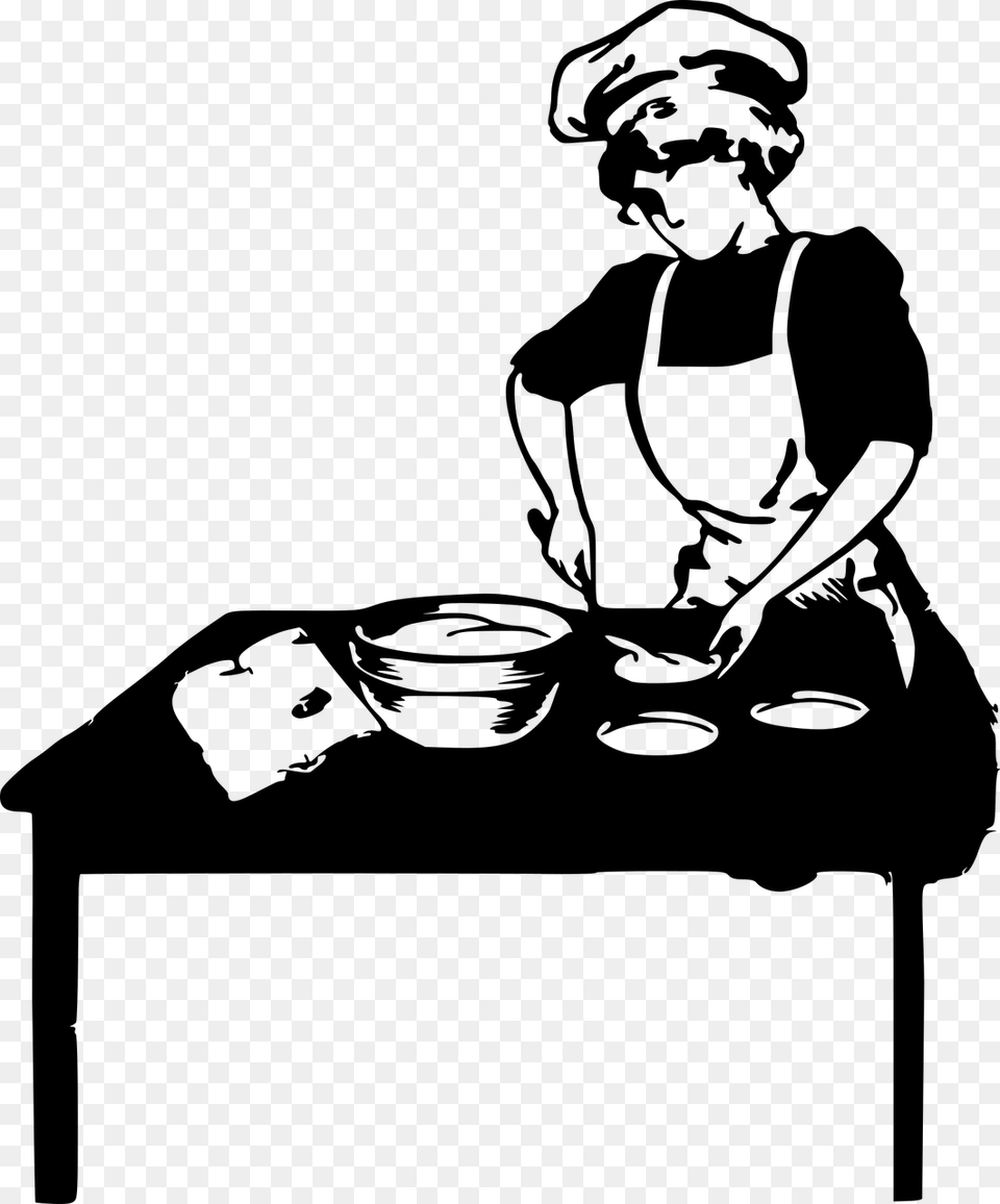 Woman Cooking Black And White, Gray Free Transparent Png