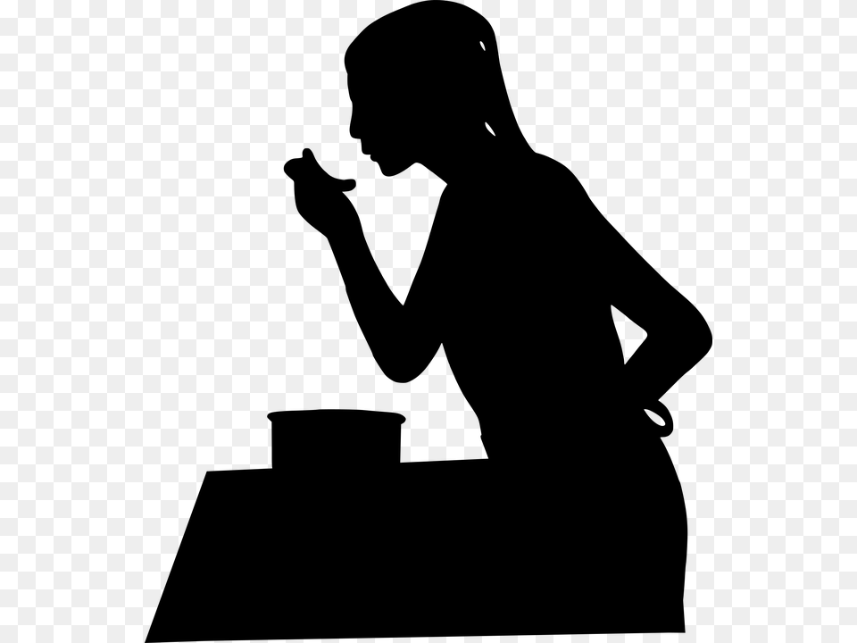 Woman Cooking Silhouette, Gray Free Png Download