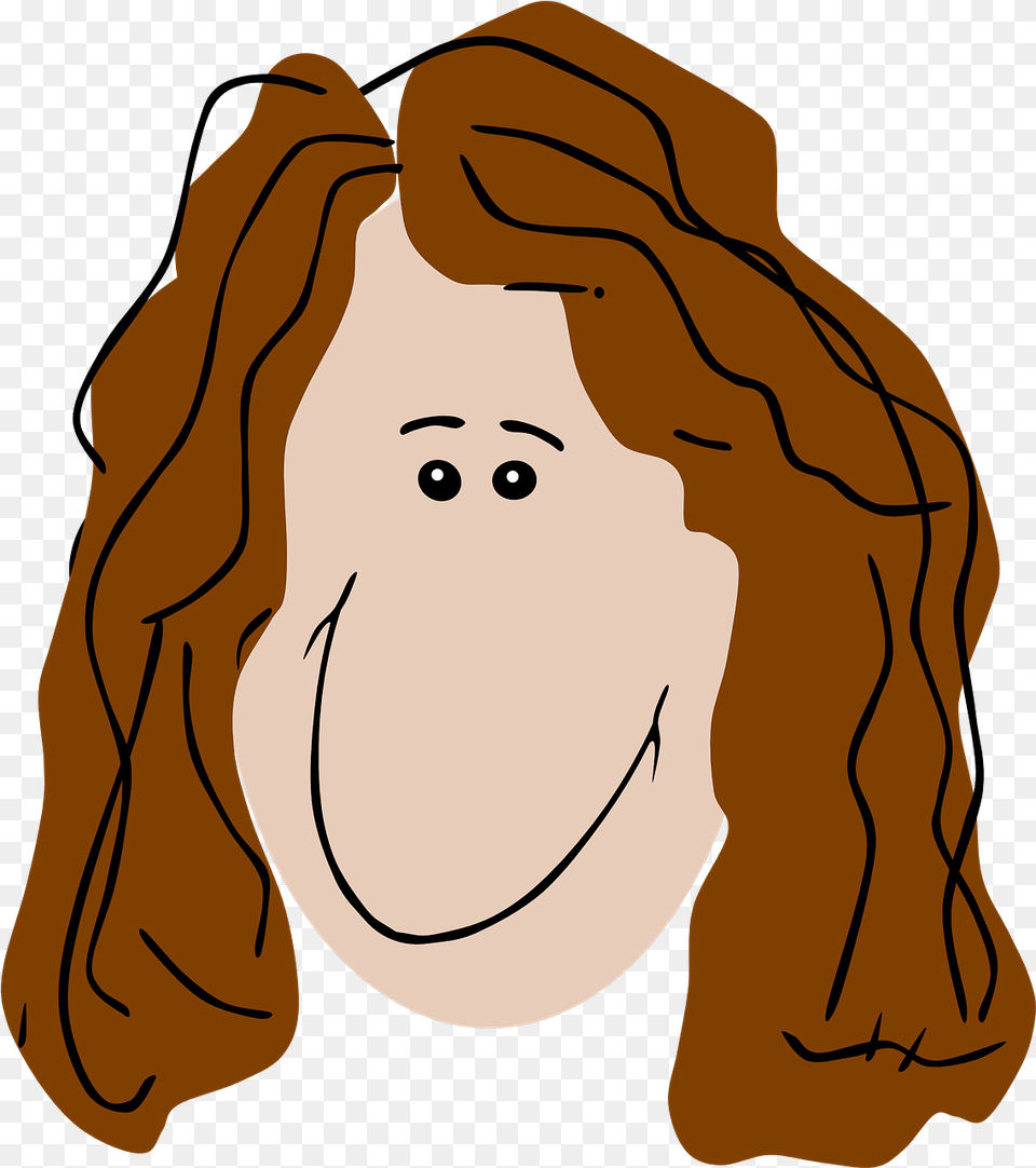 Woman Curly Hair Brown Free Vector Graphic On Pixabay Brown Hair Female Cartoon Characters, Person, Face, Head, Photography Png Image