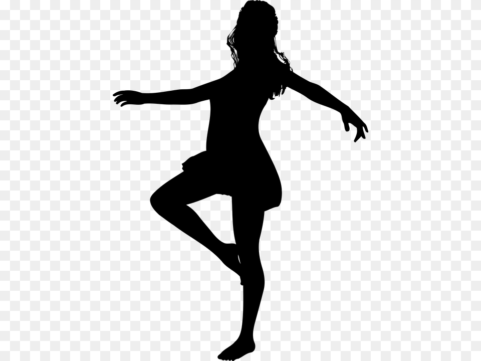 Woman Dancing Icon, Gray Png