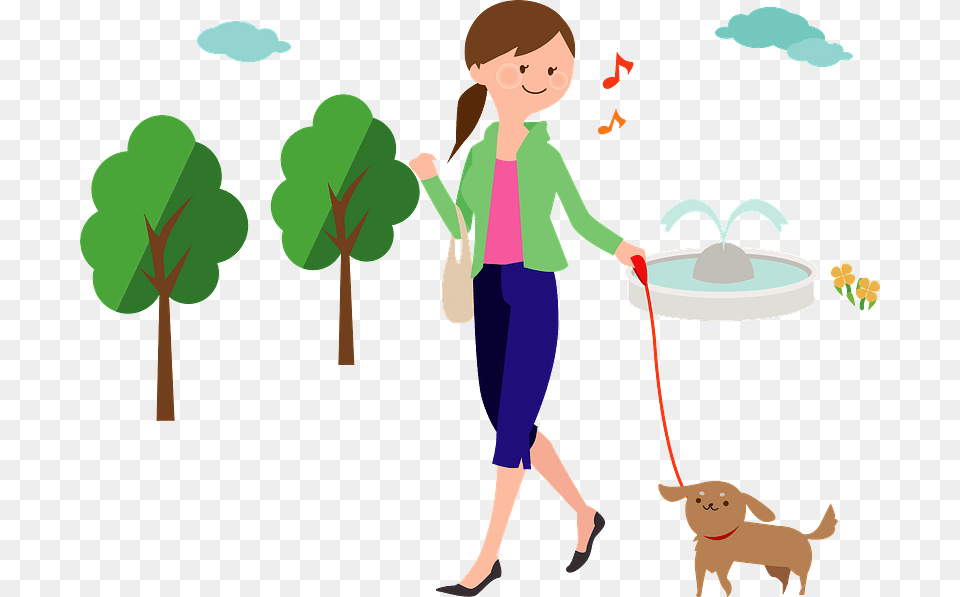 Woman Dog Strolling Clipart, Girl, Child, Person, Female Free Png Download