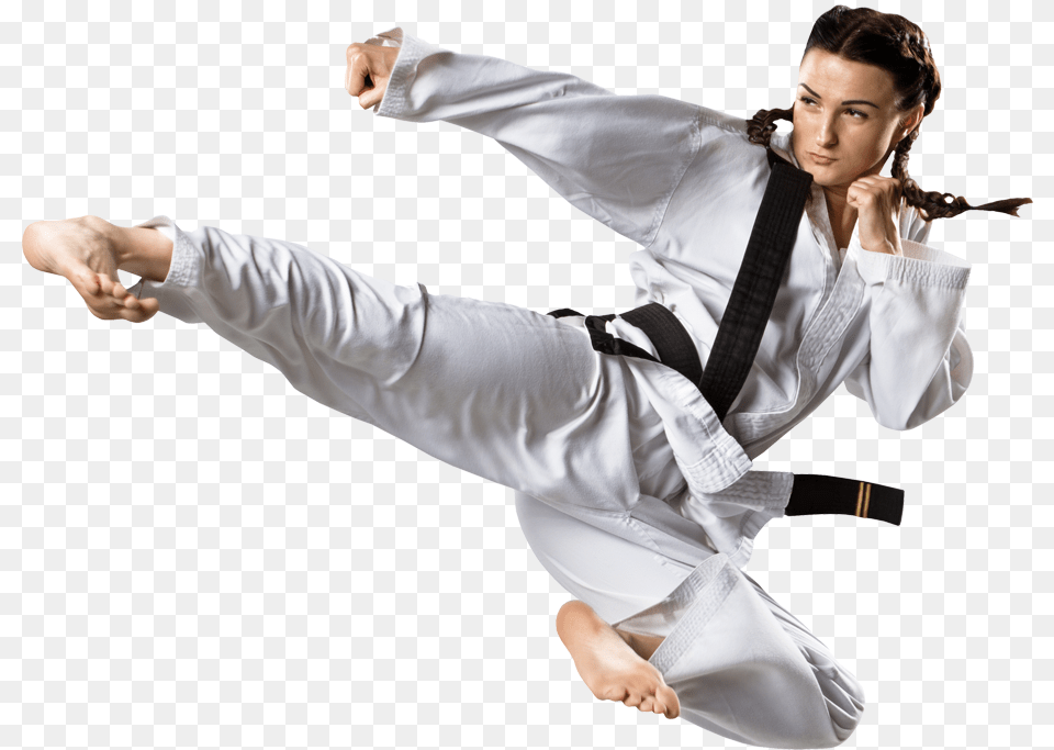 Woman Doing A Flying Kick, Sport, Person, Martial Arts, Karate Free Png Download