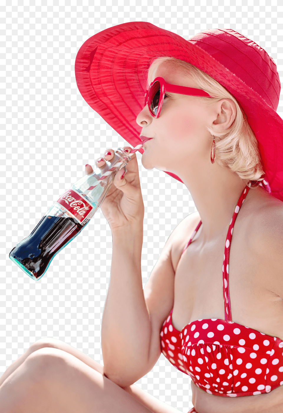 Woman Drinking Coca Cola, Adult, Person, Hat, Female Free Png