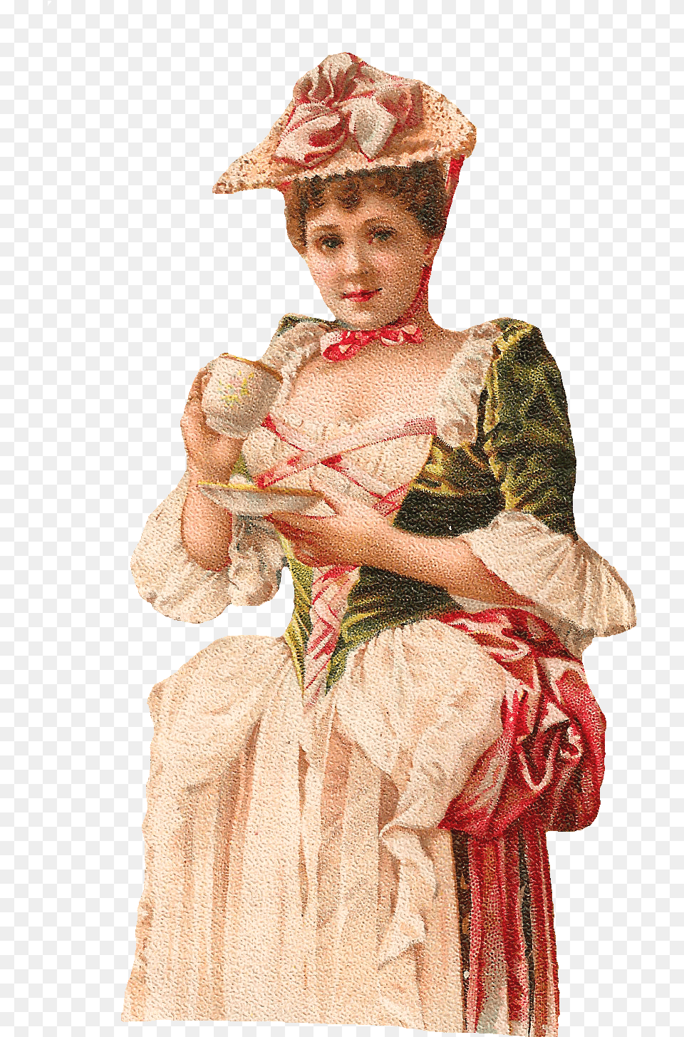 Woman Drinking Tea Clip Art Vintage Ladies Drinking Tea, Adult, Person, Hat, Female Free Png