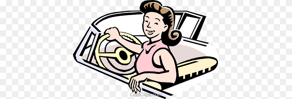 Woman Driving Car Royalty Vector Clip Art Illustration, Face, Head, Person, Baby Free Transparent Png