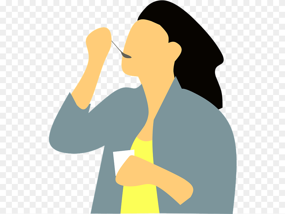 Woman Eating Yogurt Vector Graphic On Pixabay People Eating Illustration, Adult, Man, Male, Person Free Png