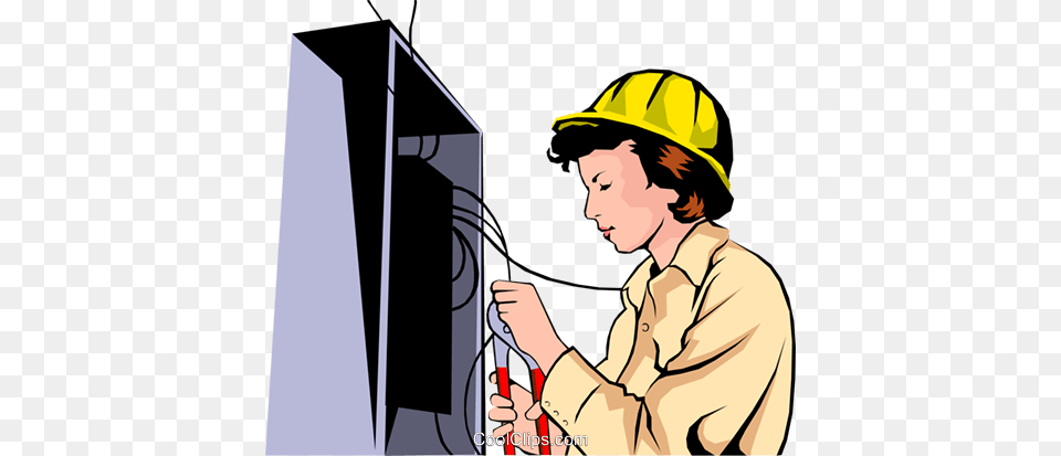 Woman Electrician Royalty Vector Clip Art Illustration, Worker, Person, Helmet, Hardhat Free Transparent Png