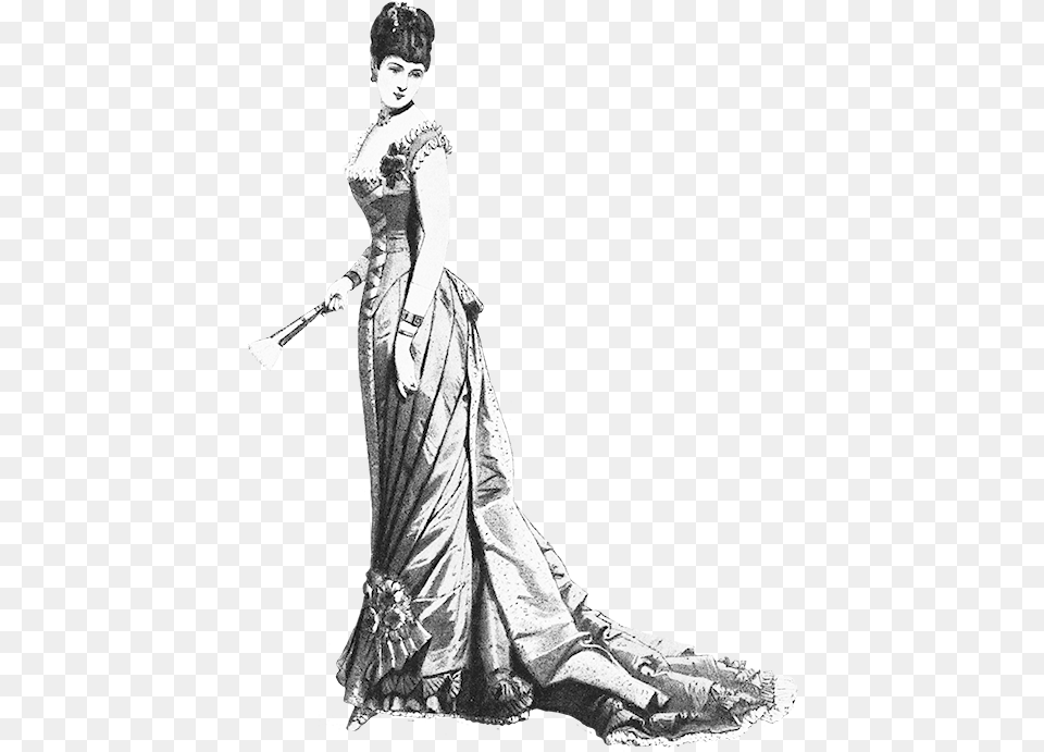 Woman Evening Gown Victorian Era Fashion Fashion Victorian Era, Formal Wear, Clothing, Dress, Wedding Free Transparent Png