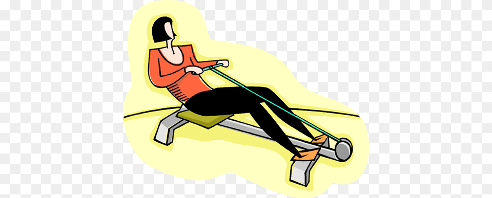 Woman Exercising On A Rowing Machine Royalty Vector Clip Art, Device, Tool, Plant, Lawn Mower Free Png