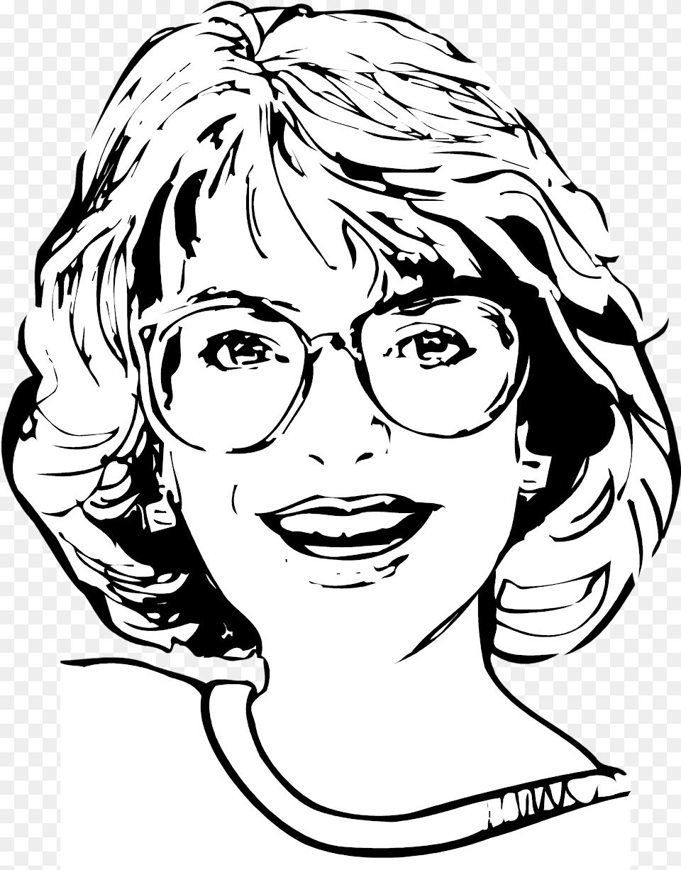 Woman Face Line Drawing Face Black And White Clipart, Person, Female, Art, Adult Png Image