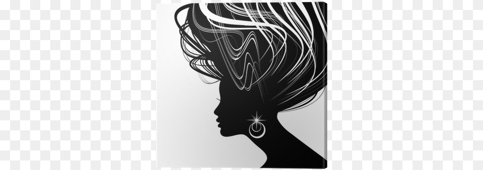 Woman Face Silhouette With Wavy Hair Canvas Print Capelli Donna Sagoma, Adult, Female, Person, Book Free Png