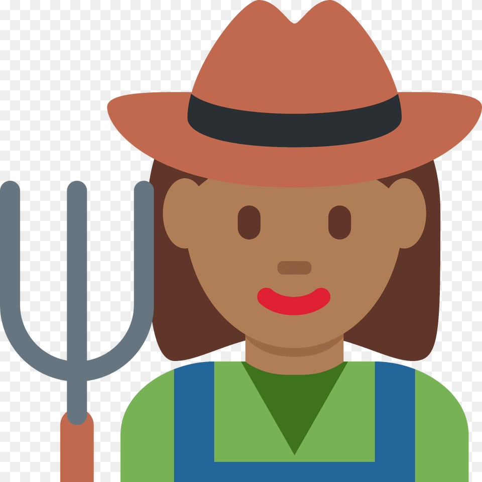 Woman Farmer Emoji Clipart, Clothing, Hat, Face, Head Free Png