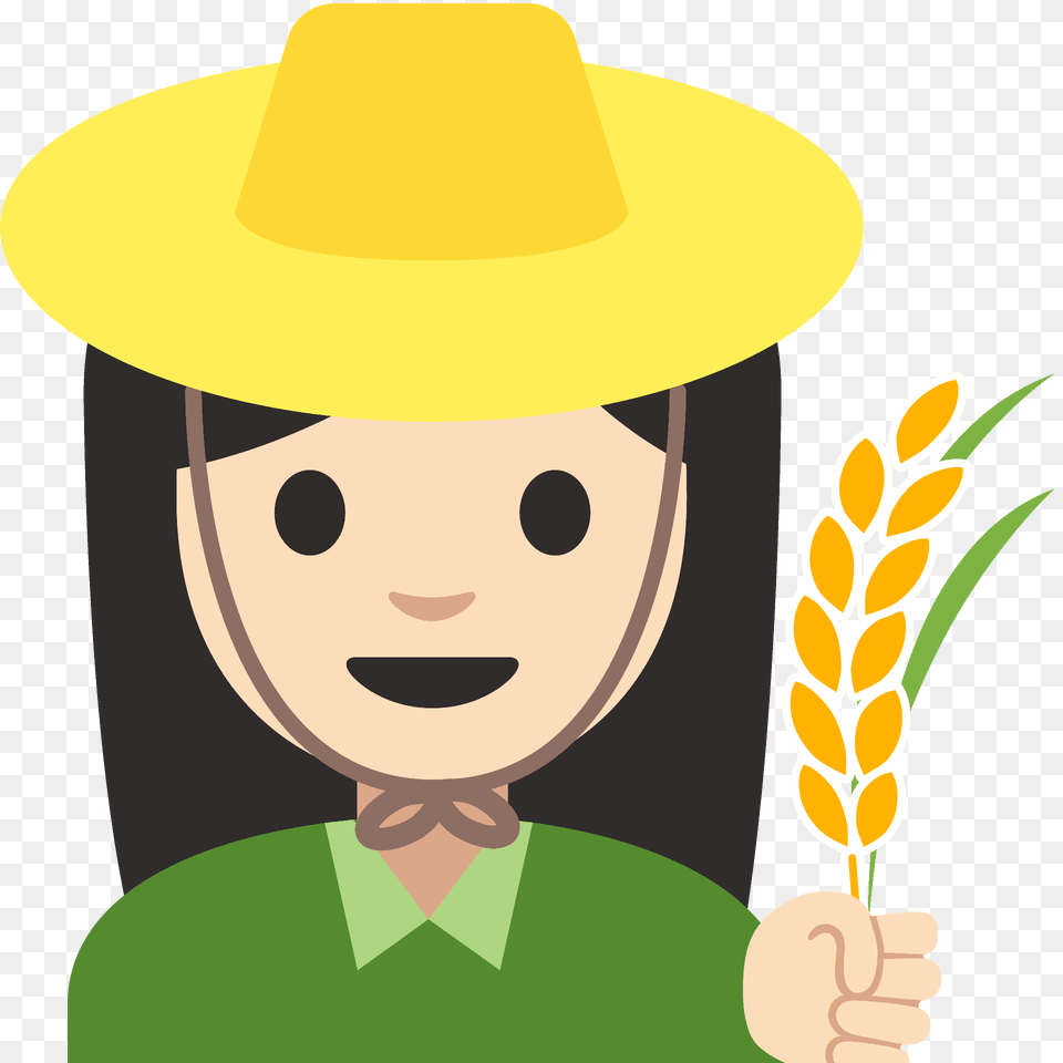 Woman Farmer Emoji Clipart, Clothing, Hat, Sun Hat, Face Png