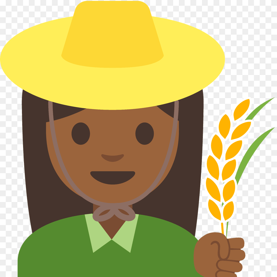 Woman Farmer Emoji Clipart, Clothing, Hat, Sun Hat, Face Free Png Download