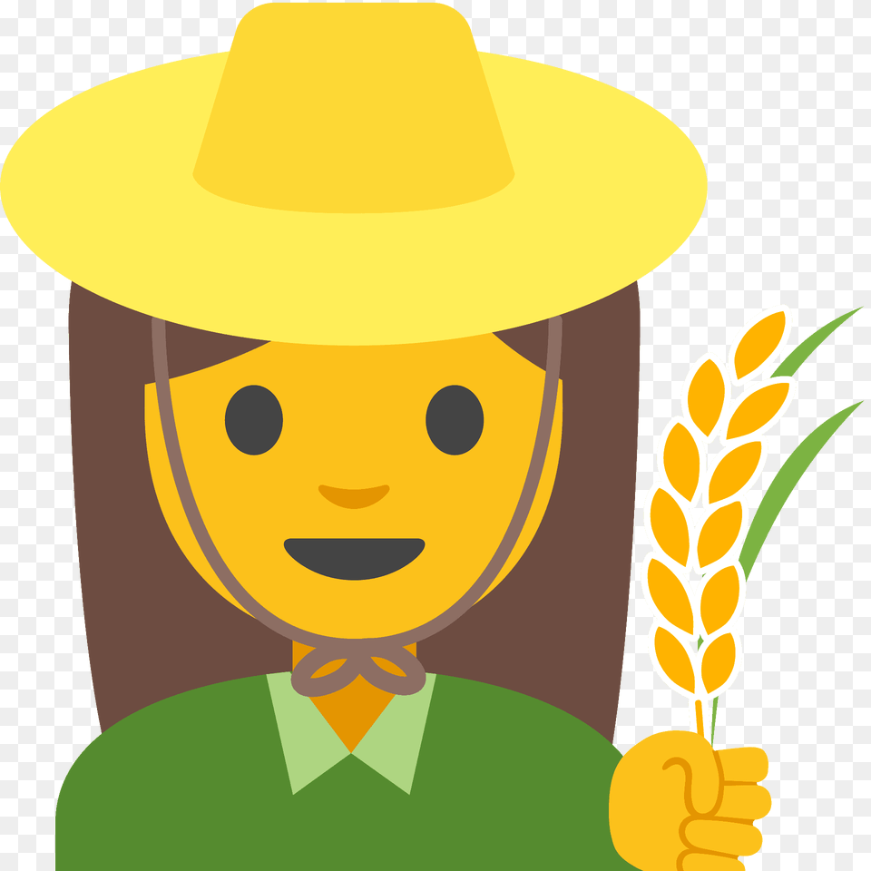 Woman Farmer Emoji Clipart, Clothing, Hat, Sun Hat, Face Png