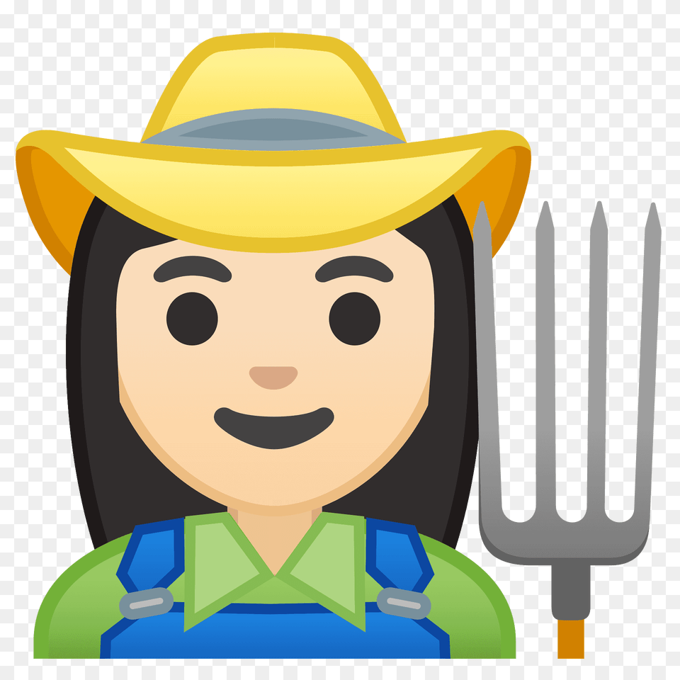 Woman Farmer Emoji Clipart, Clothing, Cutlery, Fork, Hat Free Transparent Png