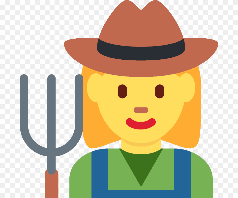 Woman Farmer Emoji Clipart Woman Farmer Emoji, Clothing, Hat, Baby, Person Png Image