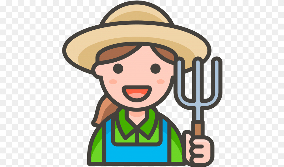 Woman Farmer Emoji Farmer Icon, Hat, Clothing, Cutlery, Fork Free Png