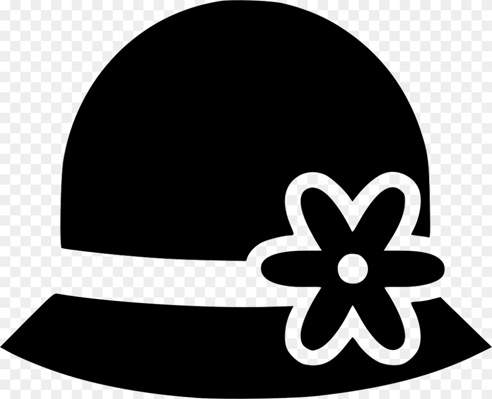 Woman Flower Hat Black Hat Woman, Clothing, Stencil, Hardhat, Helmet Png Image